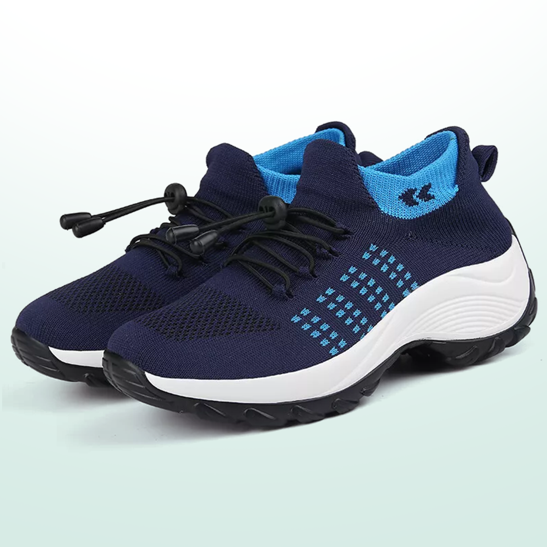 Spazierschritt Orthopädische Schuhe Strickstoff - Blau Marineblau