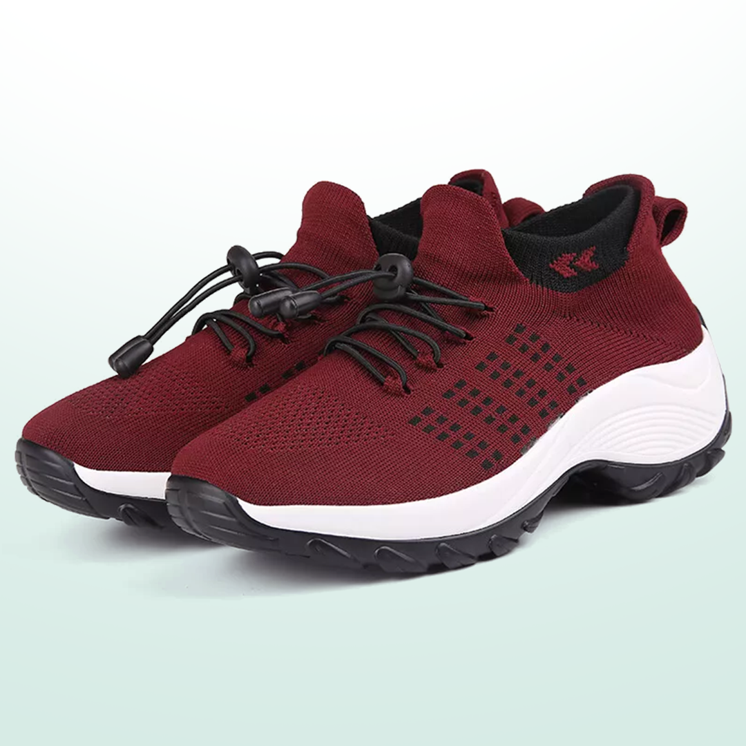 Spazierschritt Orthopädische Schuhe Strickstoff - Schwarz Rot