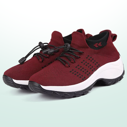 Spazierschritt Orthopädische Schuhe Strickstoff - Schwarz Rot