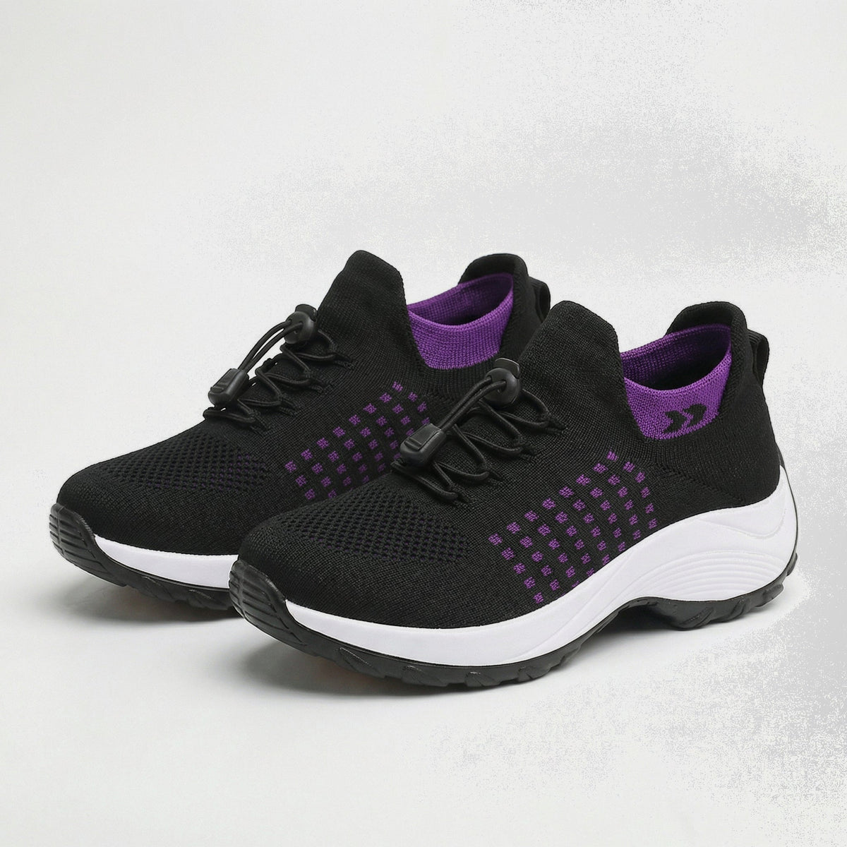 Spazierschritt Orthopädische Schuhe Strickstoff - Lila Schwarz