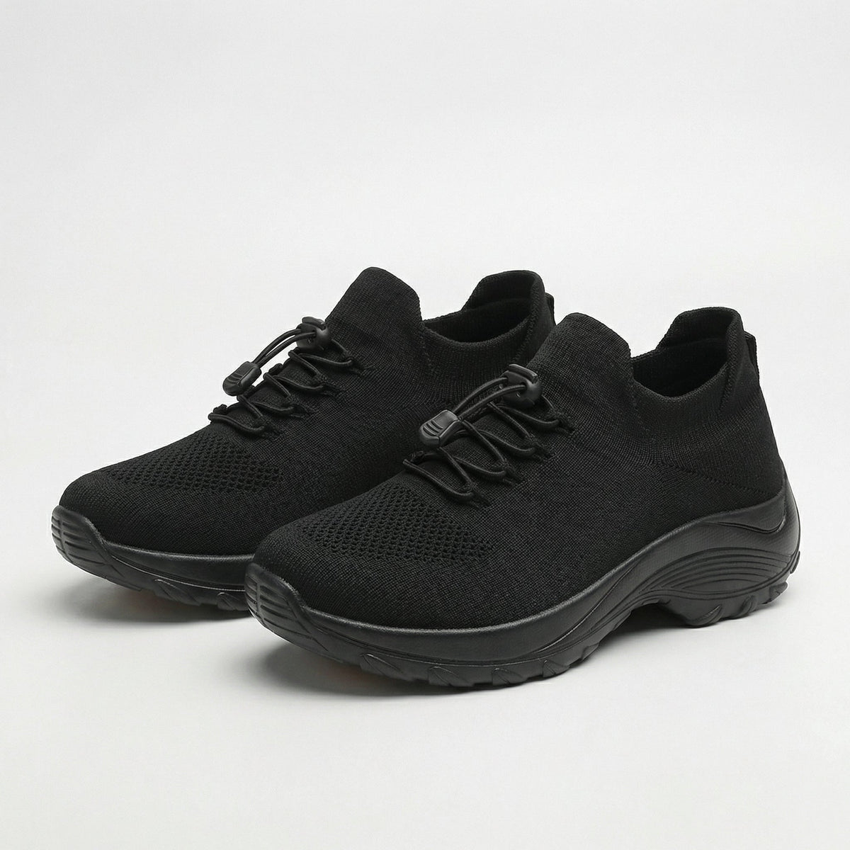 Spazierschritt Orthopädische Schuhe Strickstoff - Alles Schwarz
