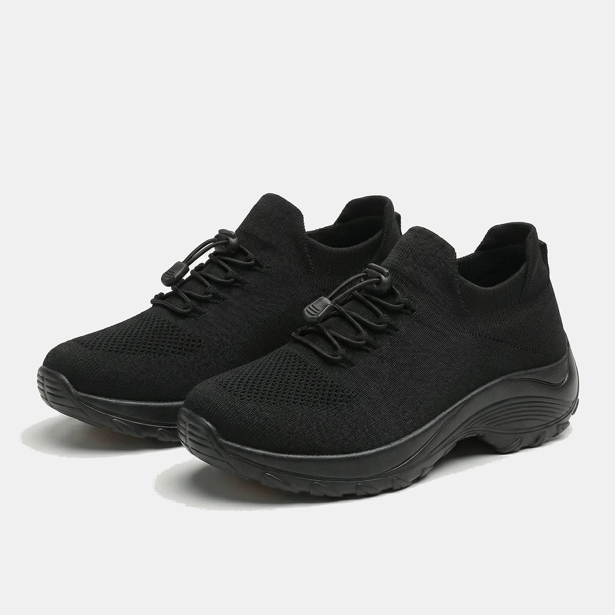 Spazierschritt Orthopädische Schuhe Strickstoff - Alles Schwarz