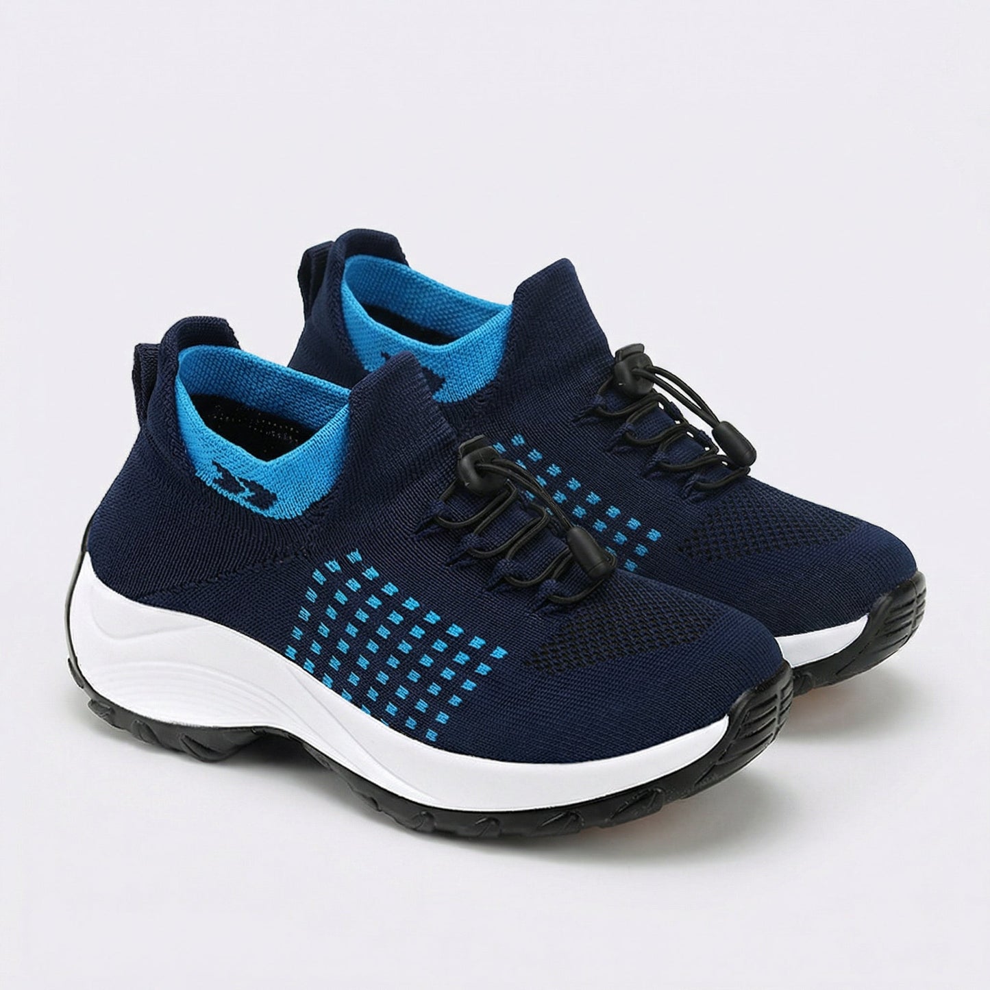 Spazierschritt Orthopädische Schuhe Strickstoff - Blau Marineblau