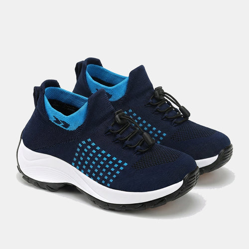 Spazierschritt Orthopädische Schuhe Strickstoff - Blau Marineblau