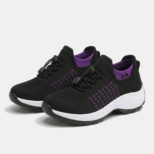 Spazierschritt Orthopädische Schuhe Strickstoff - Lila Schwarz