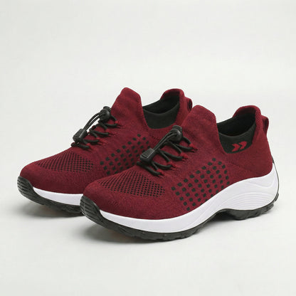 Spazierschritt Orthopädische Schuhe Strickstoff - Schwarz Rot
