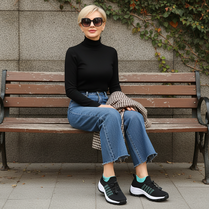 Spazierschritt Orthopädische Schuhe Strickstoff - Grün Schwarz