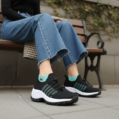 Spazierschritt Orthopädische Schuhe Strickstoff - Grün Schwarz