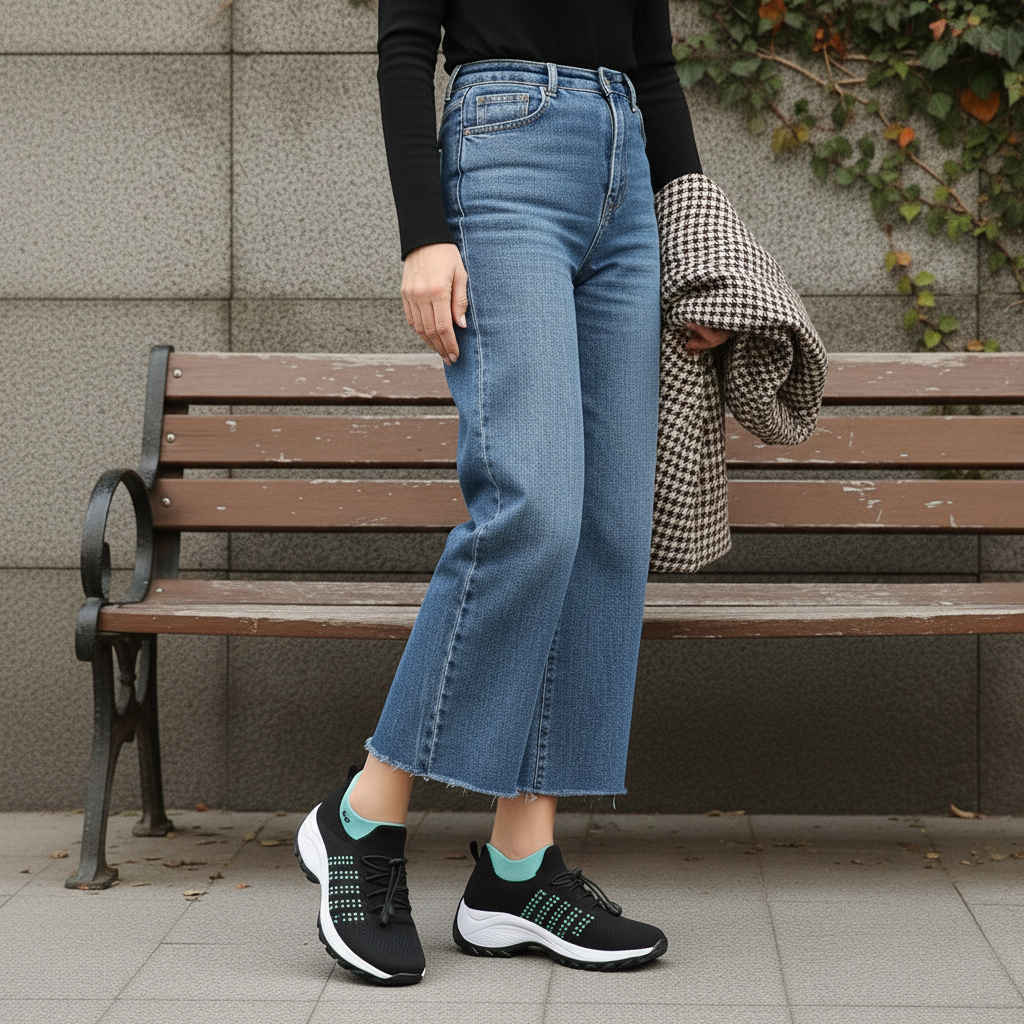 Spazierschritt Orthopädische Schuhe Strickstoff - Grün Schwarz