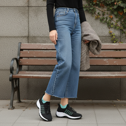 Spazierschritt Orthopädische Schuhe Strickstoff - Grün Schwarz