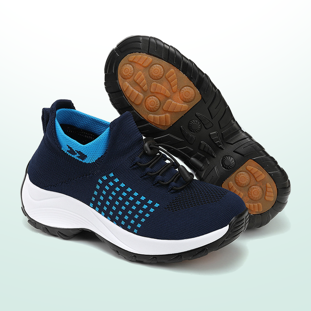 Spazierschritt Orthopädische Schuhe Strickstoff - Blau Marineblau