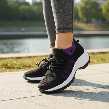 Spazierschritt Orthopädische Schuhe Strickstoff - Lila Schwarz