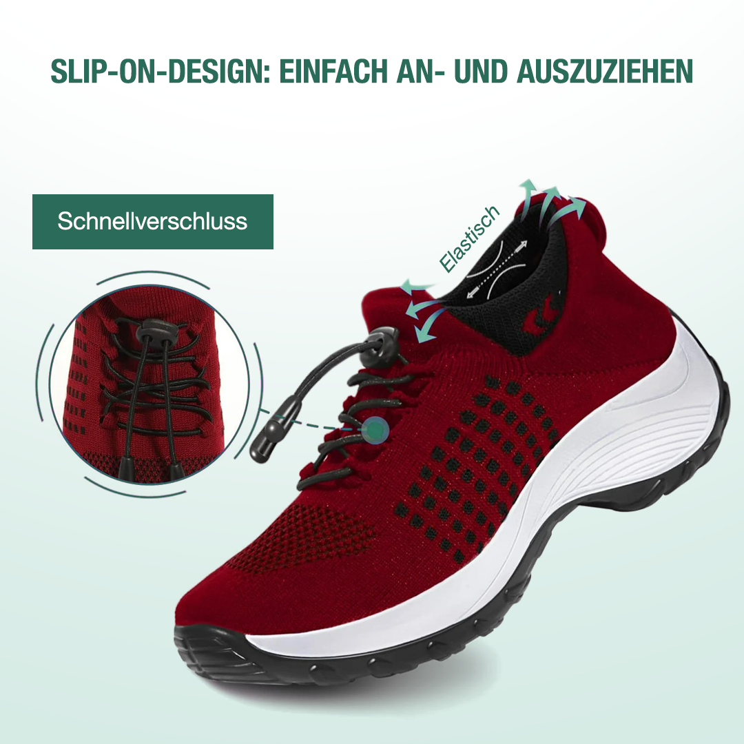 Spazierschritt Orthopädische Schuhe Strickstoff - Schwarz Rot