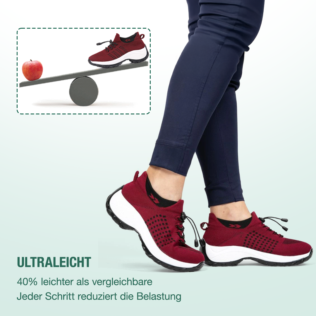 Spazierschritt Orthopädische Schuhe Strickstoff - Schwarz Rot