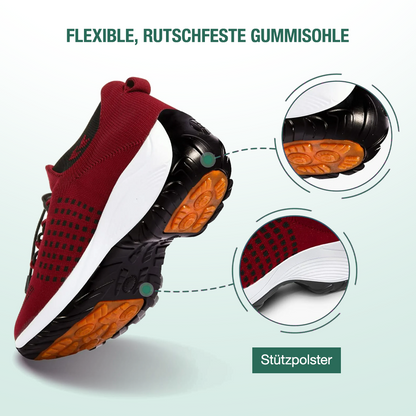 Spazierschritt Orthopädische Schuhe Strickstoff - Schwarz Rot