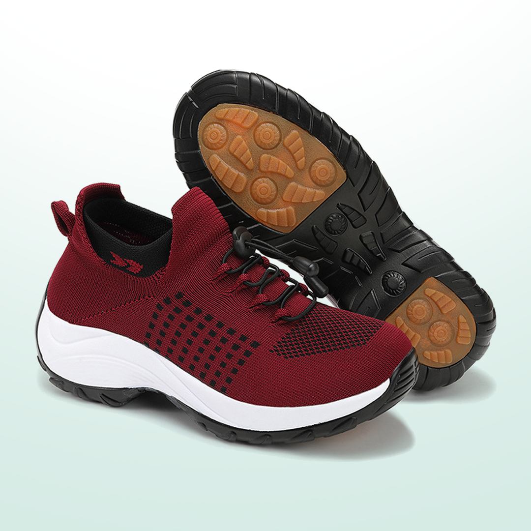 Spazierschritt Orthopädische Schuhe Strickstoff - Schwarz Rot
