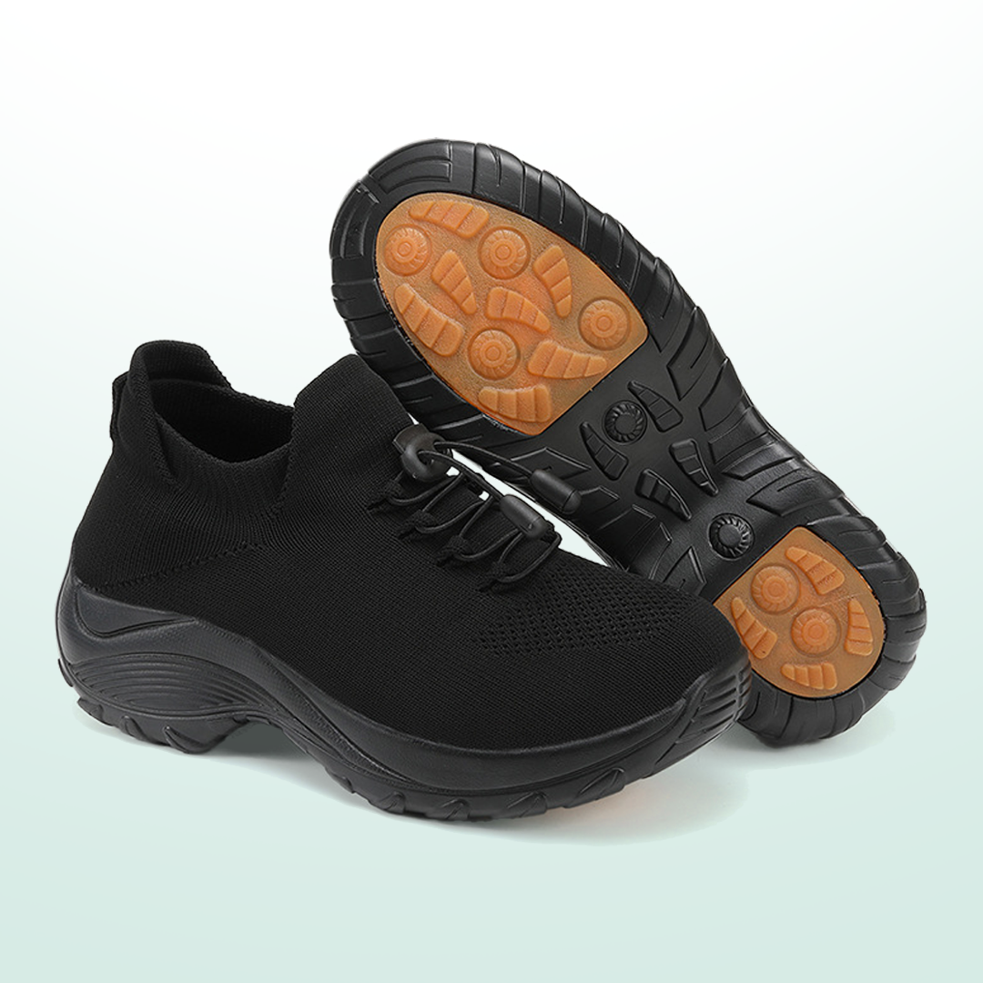 Spazierschritt Orthopädische Schuhe Strickstoff - Alles Schwarz